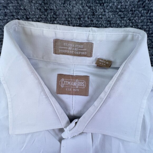 Gitman Bros Button Up Shirt WHITE Long Sleeve Cotton Oxford, Men's 16.5 34 - Picture 6 of 16